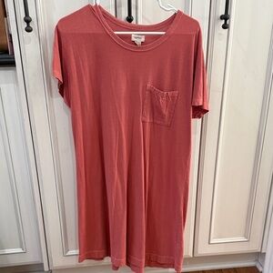 Boutique Coral T-Shirt Dress with Pocket